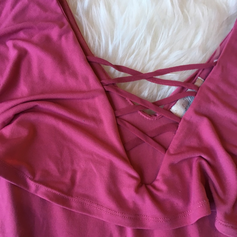 Soulmates Pink Bodysuit with Flutter Sleeves - Picture 3 of 8